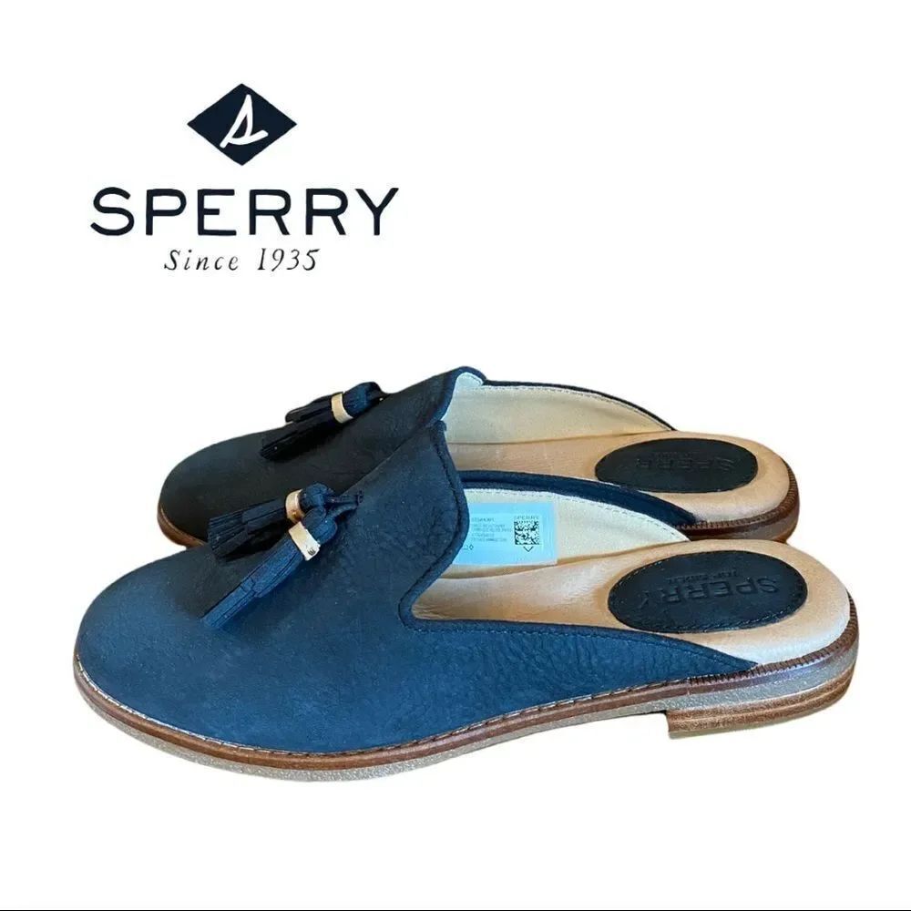 NEW Sperry Top-Sider Women's "Seaport Levy" Tassel Leather Mules 6